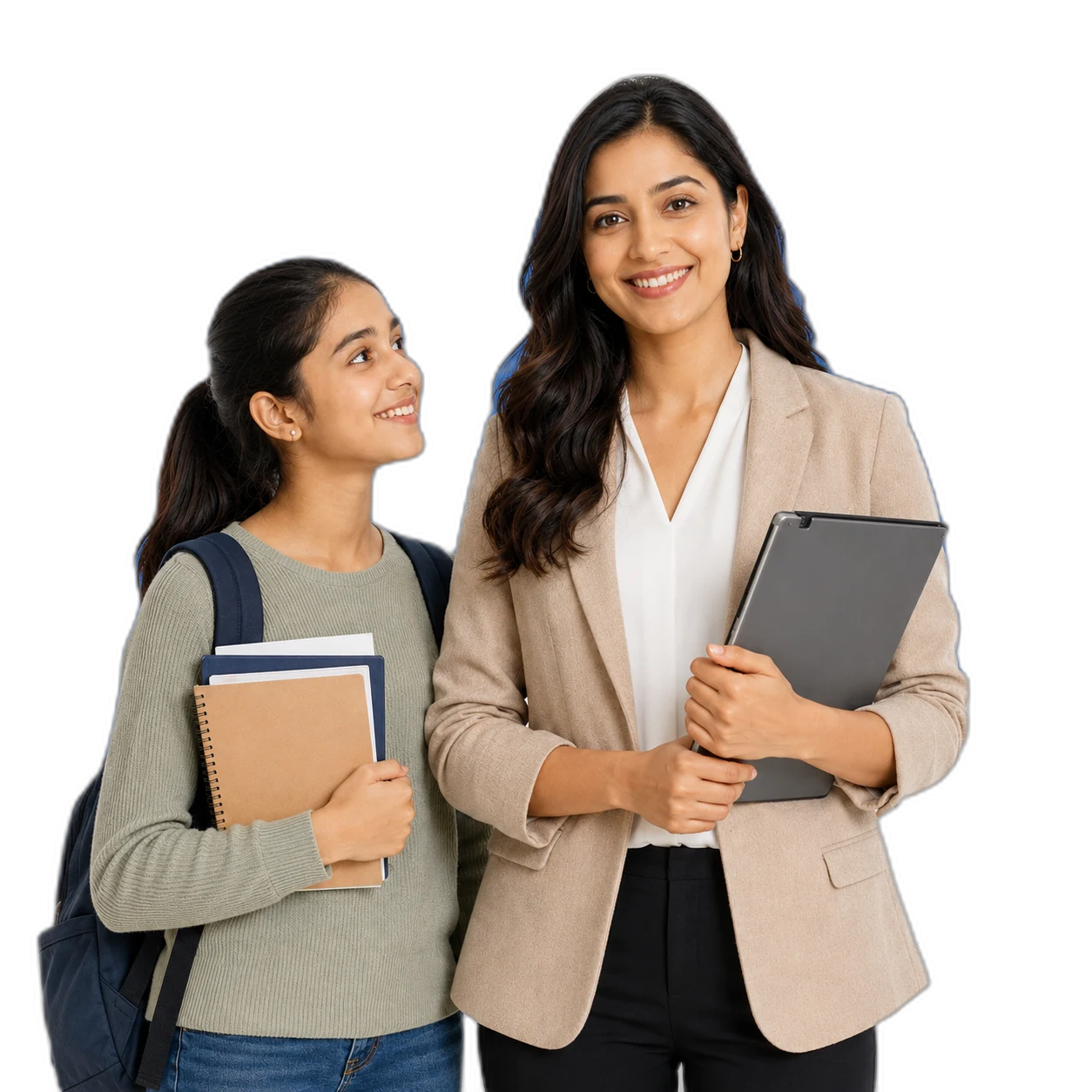 A VidhyaBhavan teacher showing a student their study plan.